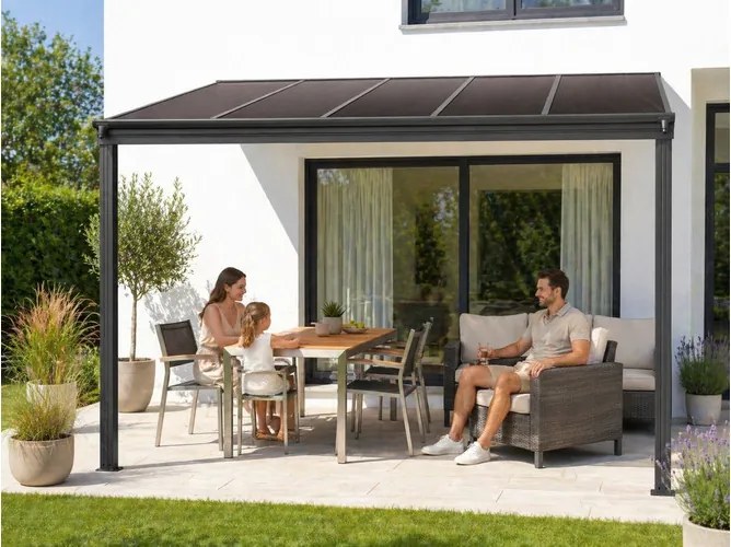 alumínium pergola LANITPLAST WALL 33 antracit + bronz PC LG2120