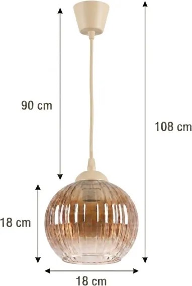 Brilagi - LED csillár kábelen R GLASS 1xE27/60W/230V átm. 18 cm bézs/füstös barna