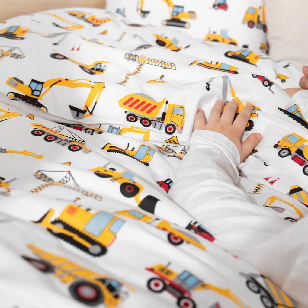 Goldea gyerek pamut ágyneműhuzat - teherautók és kotrógépek 140 x 200 és 70 x 90 cm