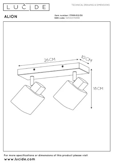 Lucide 17999/02/30 - ALION spotlámpa 2xE14/25W/230V