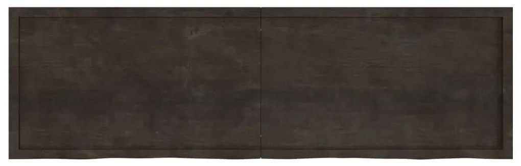sötétbarna kezelt tömör tölgyfa fali polc 200 x 60 x (2-4) cm