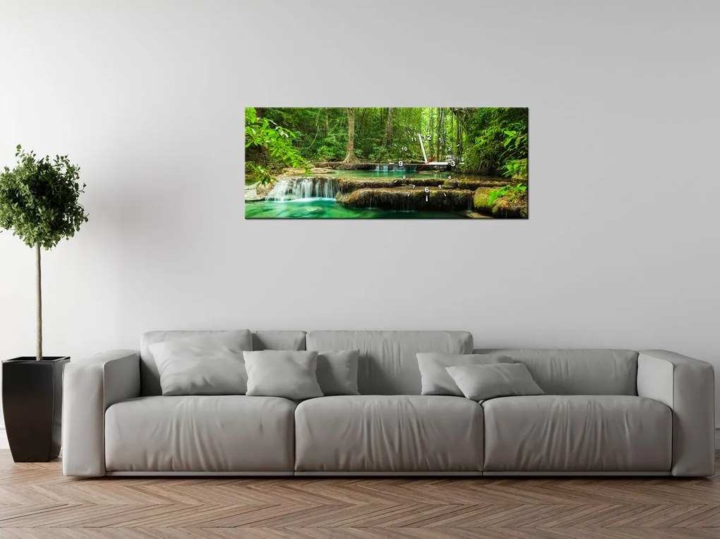 Gario Órás falikép Erawan vízesés Thaiföldön Méret: 100 x 40 cm