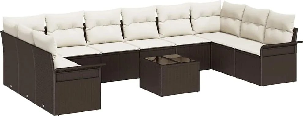 vidaXL Kerti Kanapé Szett párnával tárolóval 11 pcs Szürke Poli rattan