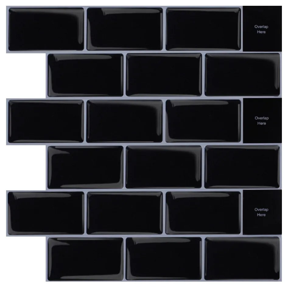 PIPPER | Felragasztható csempe - 3D mozaik - Fekete tégla