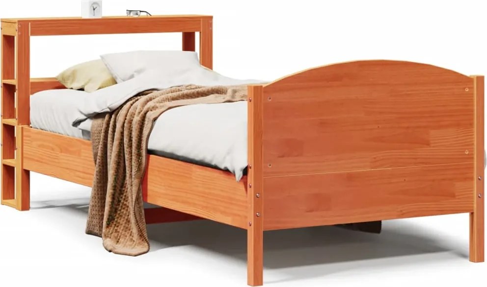 vidaXL viaszbarna tömör fenyőfa ágy matrac nélkül 100 x 200 cm