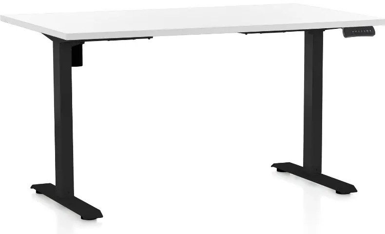 Állítható magasságú asztal OfficeTech B, 120 x 80 cm, fekete alap, fehér