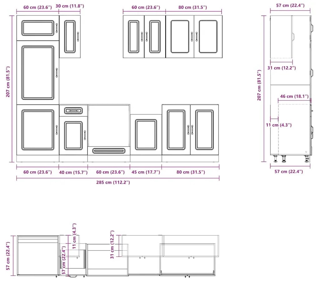 vidaXL 8 darabos konyhaszekrény szett Kalmar barna tölgy műfa