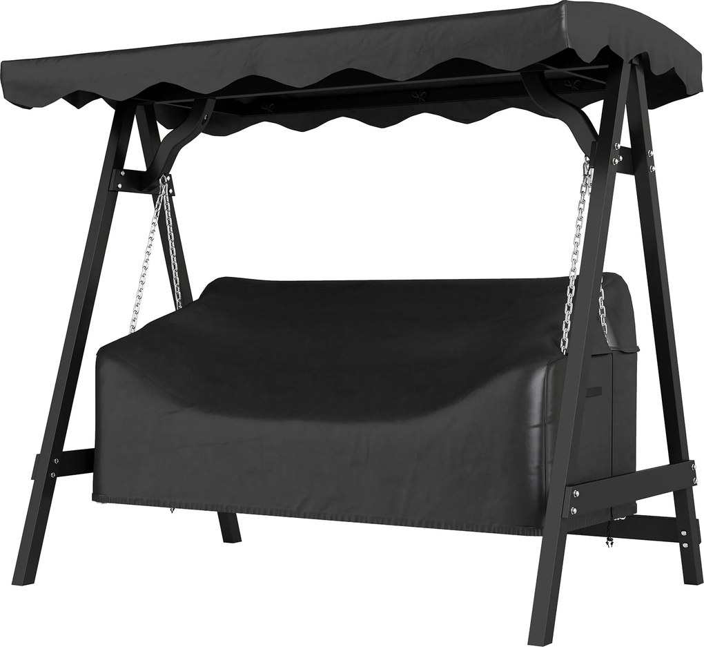 Outsunny 3 személyes kerti hinta takaró — vízálló, szélálló és UV-álló, PU-bevonatú Oxford, 185 x 76 x 81 cm — fekete | Aosom