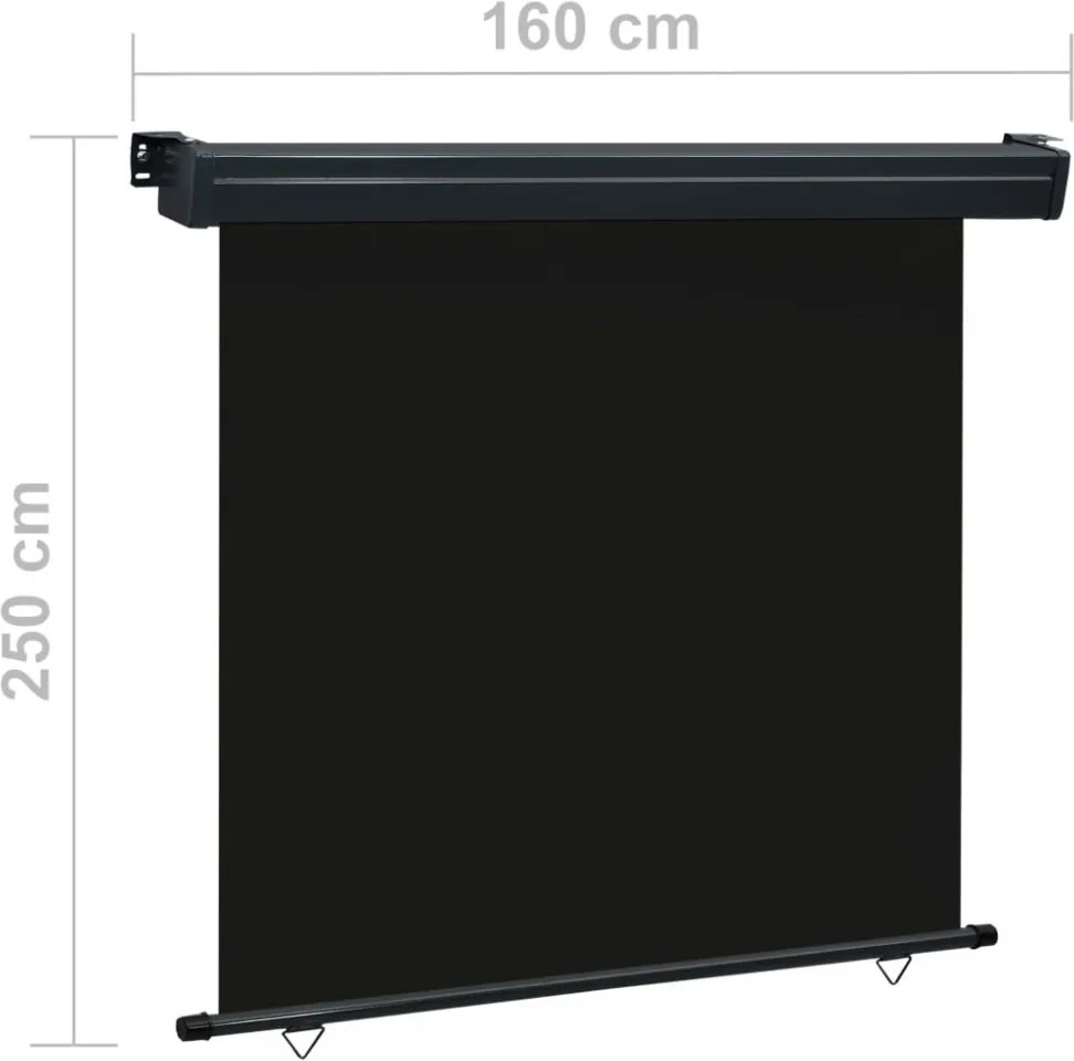 fekete erkély oldalnapellenző 165 x 250 cm