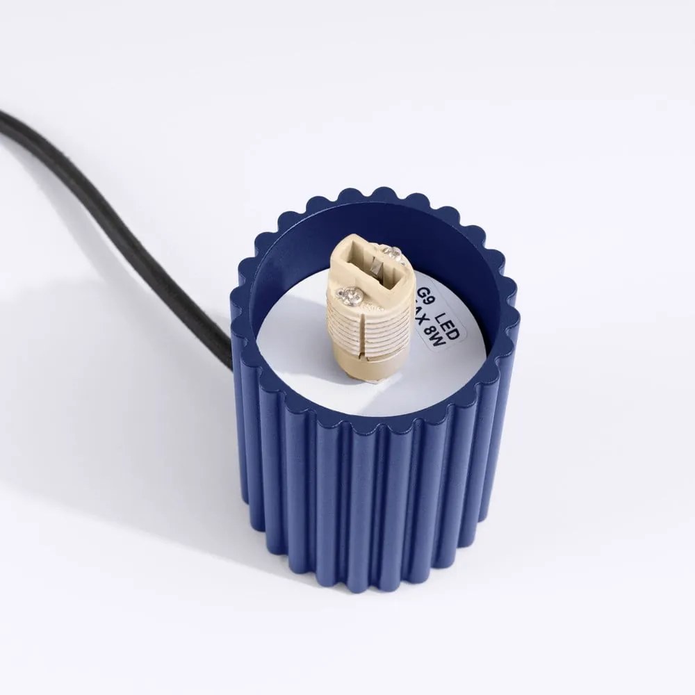 Sötétkék asztali lámpa üveg búrával (magasság 19 cm) Orbital – Sollux