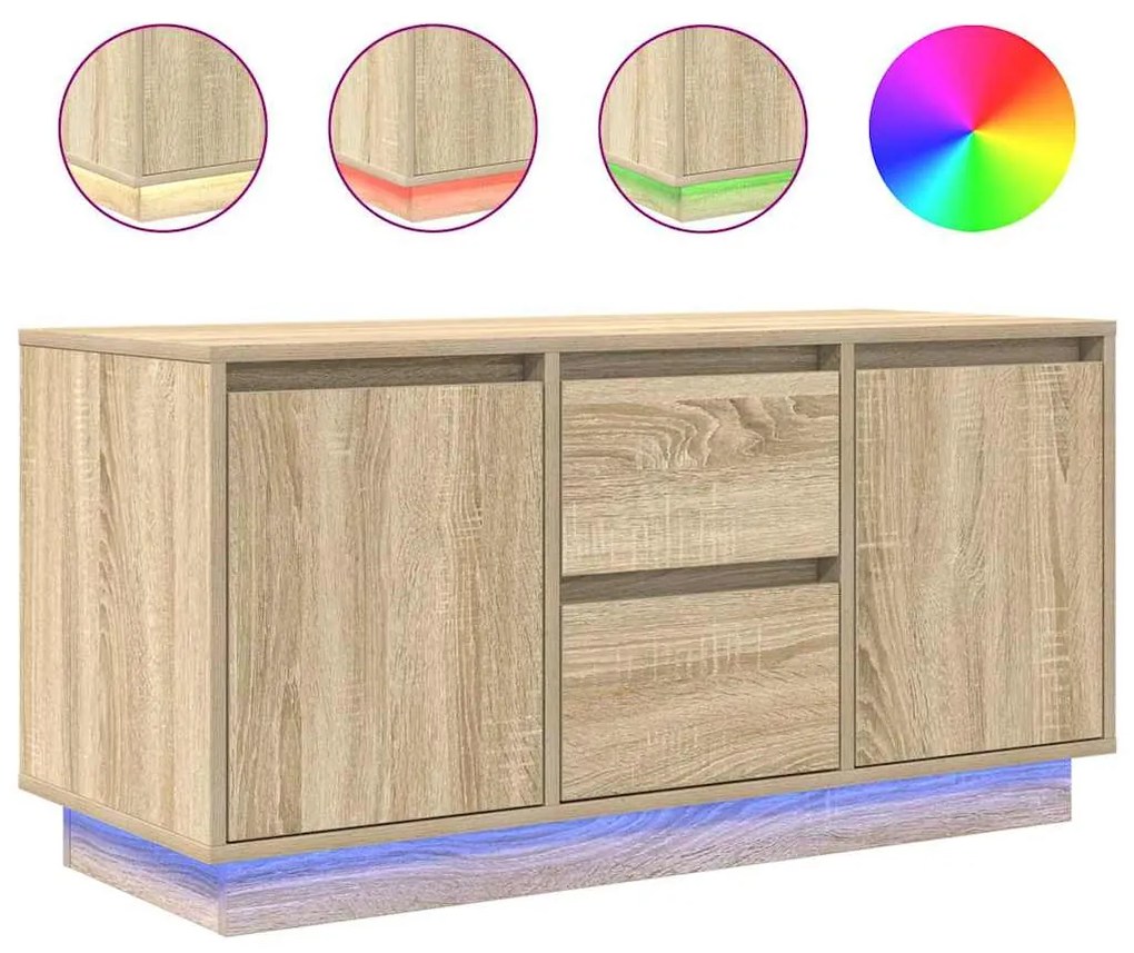 sonoma-tölgy színű TV-szekrény LED-lámpákkal 100x41x50 cm