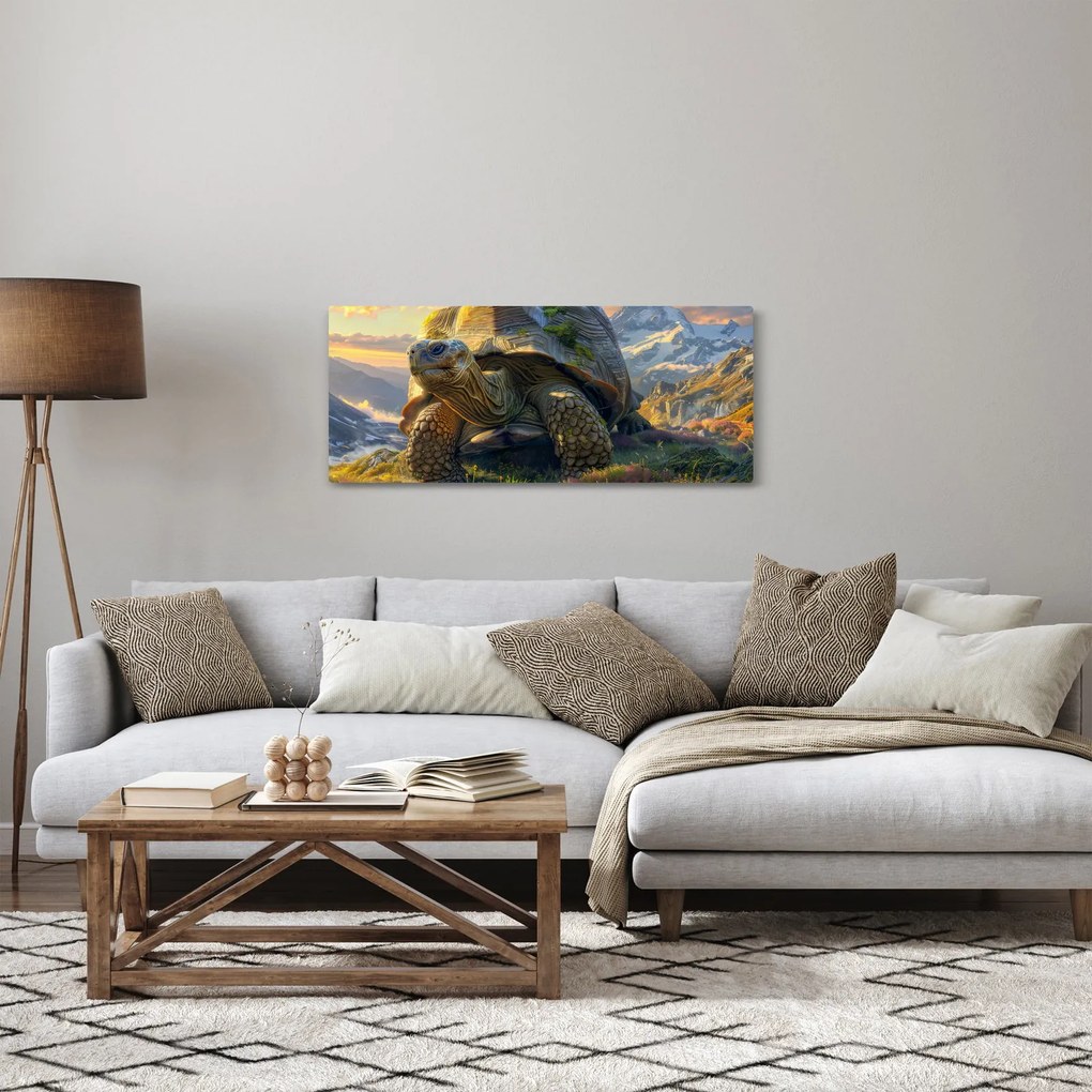 Kép - Teknős és hegyvidéki táj (120x50 cm)