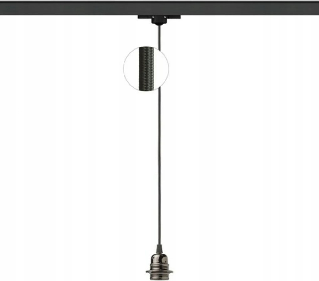 Rendl Elisa függeszték háromfázisú sínre, E27, fekete textilkábel