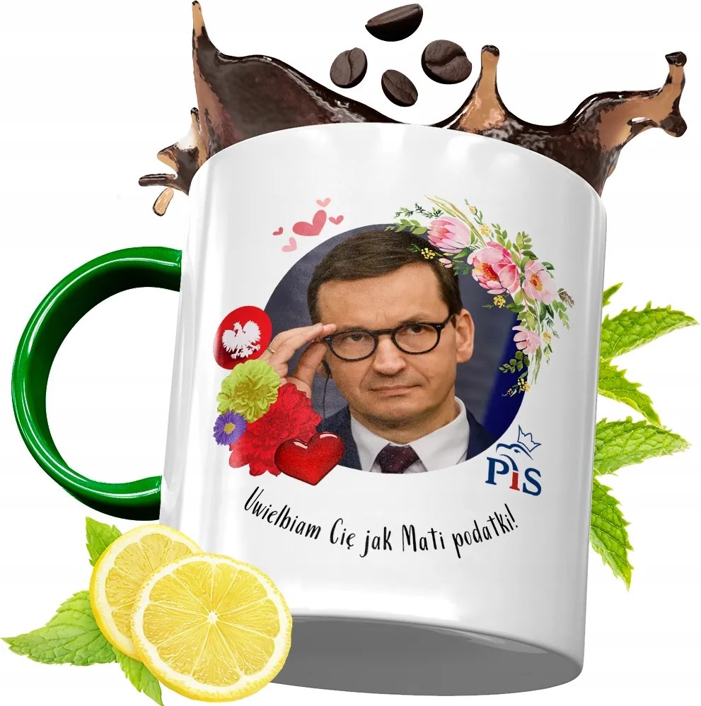 Máté Morawiecki Zöld Bögre Ajándék, fényképes nyomattal