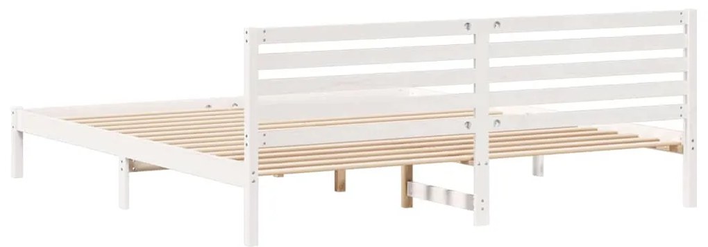 Ágykeret fejtámlával Fehér 200 x 210 cm Tömör fenyőfa