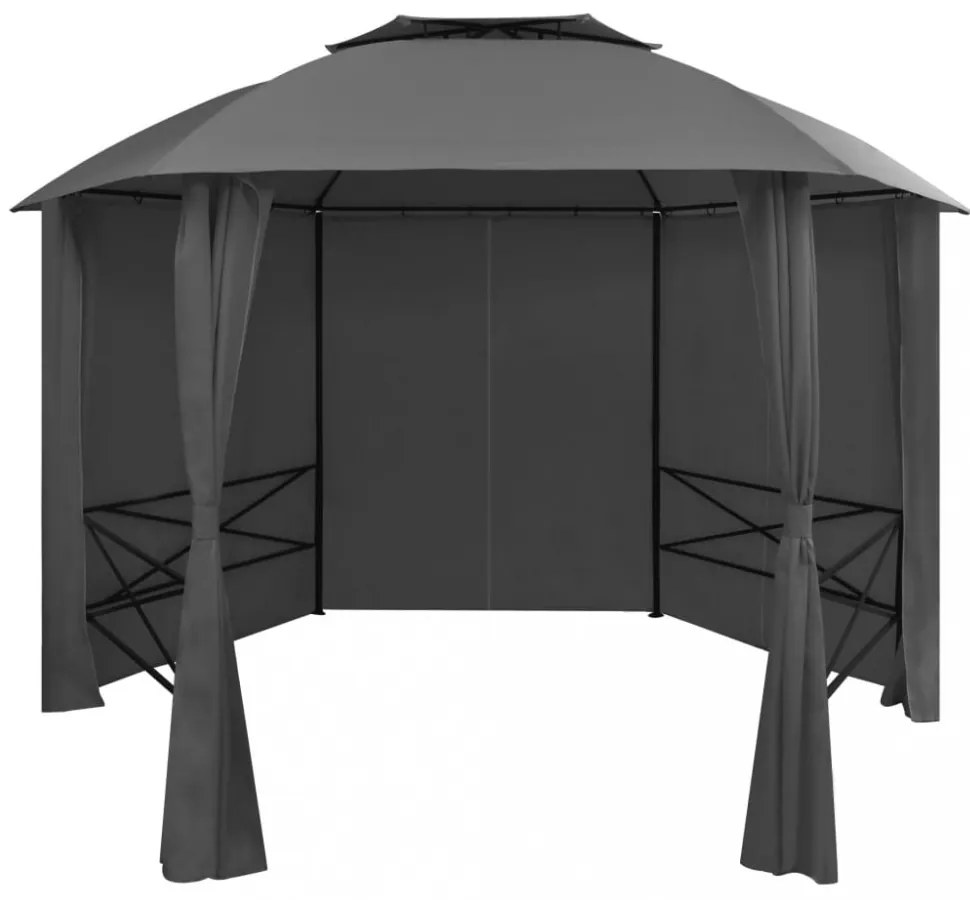 hatszögű kerti pavilon függönnyel 360 x 265 cm