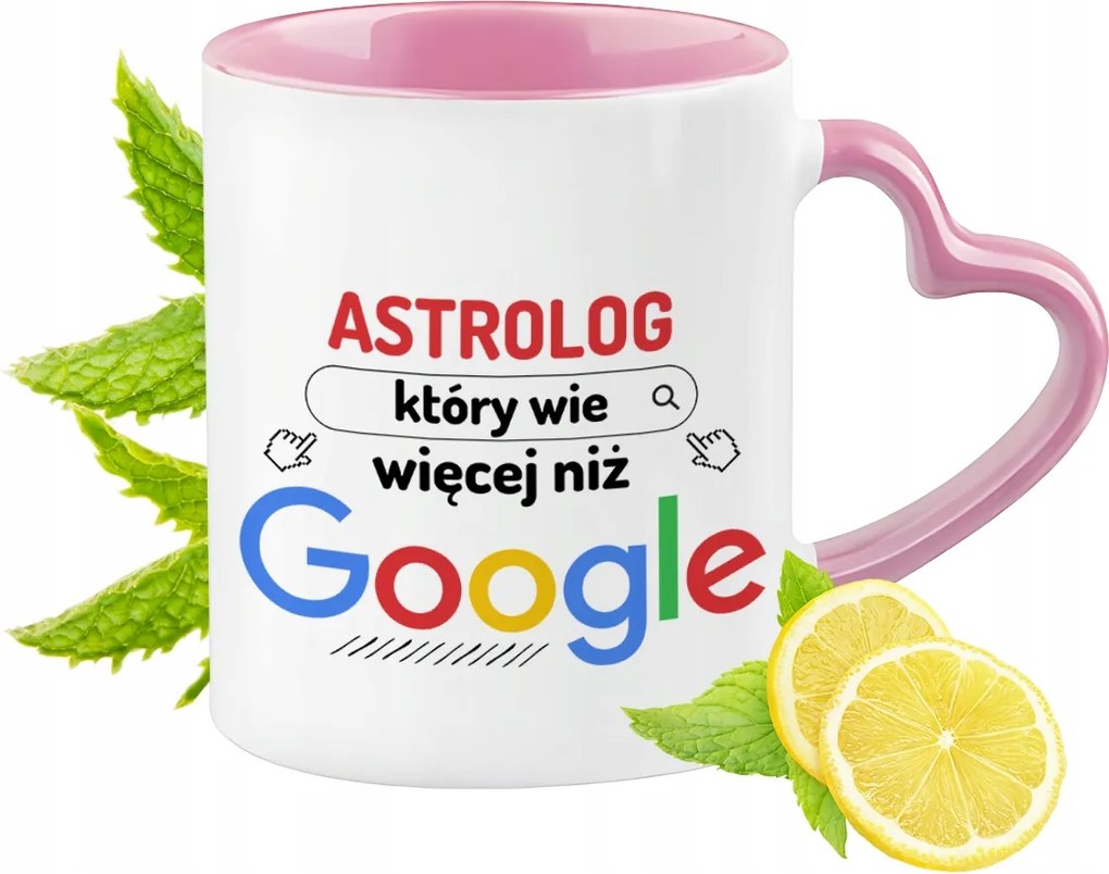 Asztrológus bögre Rózsaszín, Szív alakú füllel Kávé Ajándék