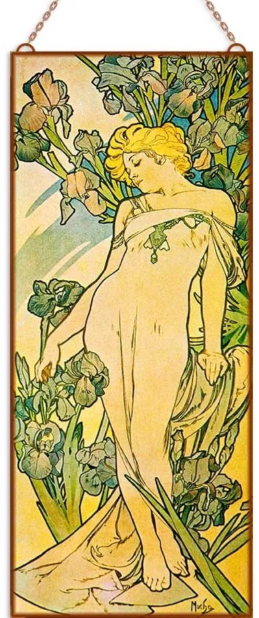Alfons Mucha - Virágok (Garnitúra) üvegkép, falikép
