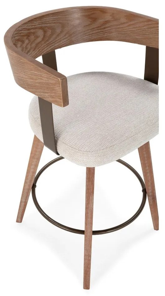 Krémszínű-natúr színű kárpitozott karfás bárszék szett 2 db-os Ilia – MOME