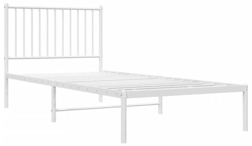 fehér fém ágykeret fejtámlával 90x200 cm