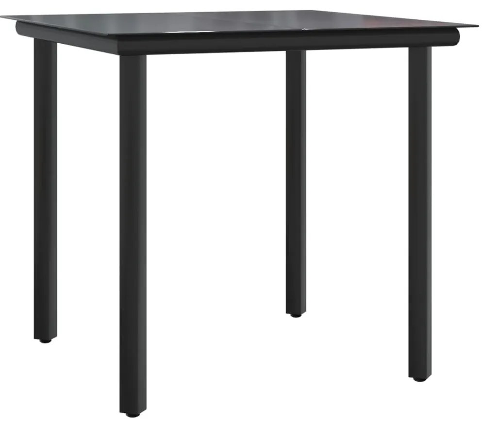 3 részes fekete polyrattan kerti étkezőgarnitúra párnákkal