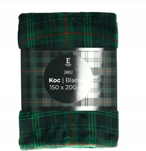 Karácsonyi takaró 150x200 Janusz zöld kockás