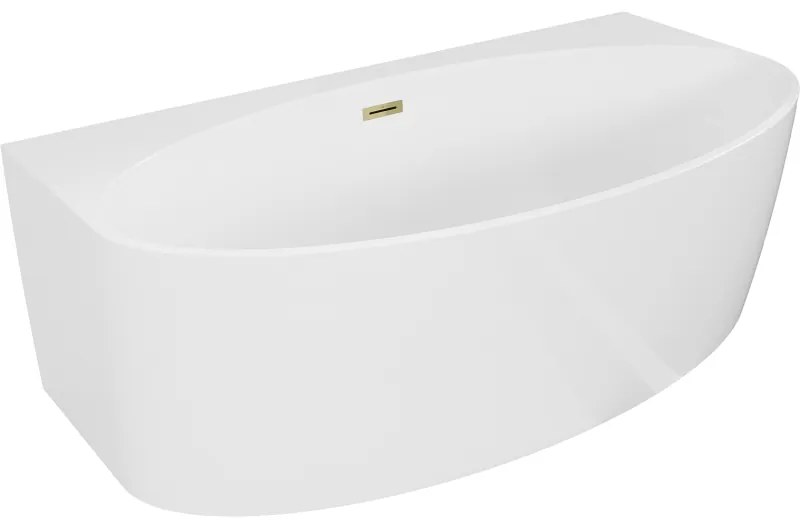 Mexen Bruna, falhoz szabadon álló kád 150 x 82 cm, fehér fényes, arany fényes túlfolyó, 52731508200-50