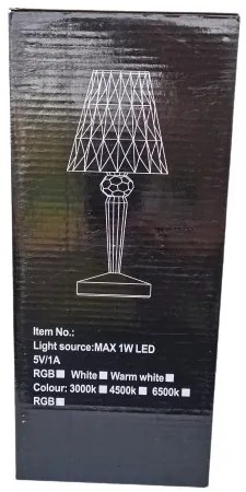 Olasz stílusú áttetsző akril kristály LED asztali lámpa 5V/1W/USB