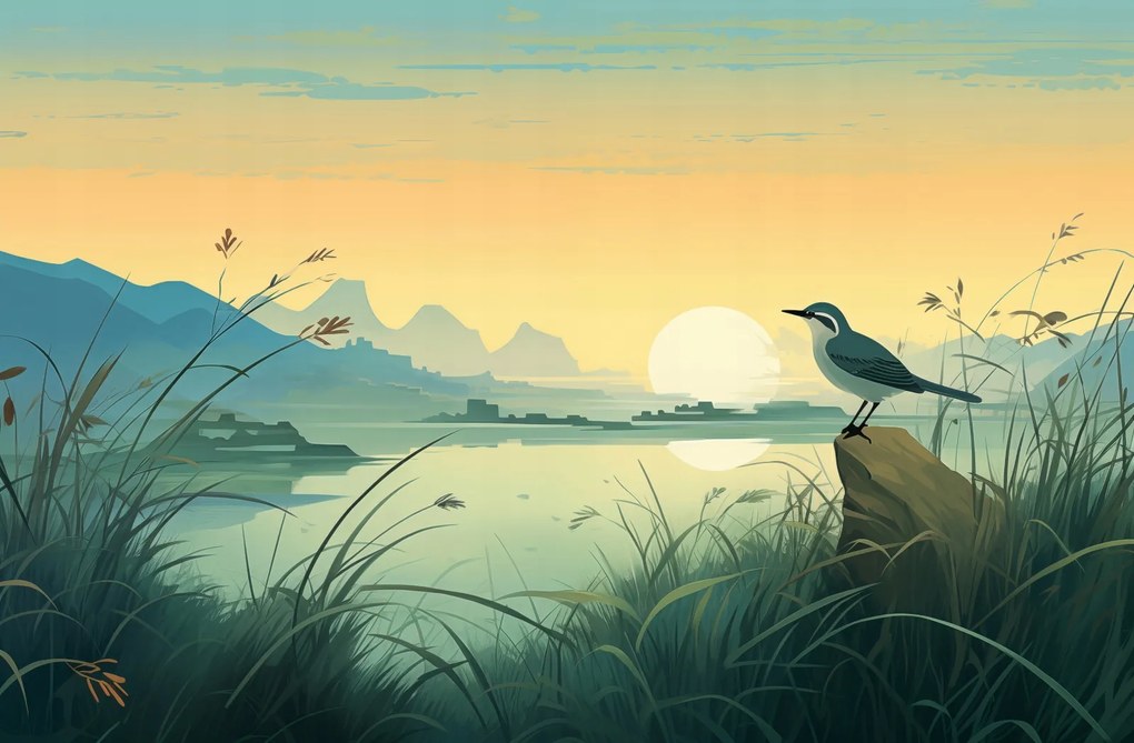 Poszter 91,5x60cm Alkonyat a folyóparti kegyhely felett