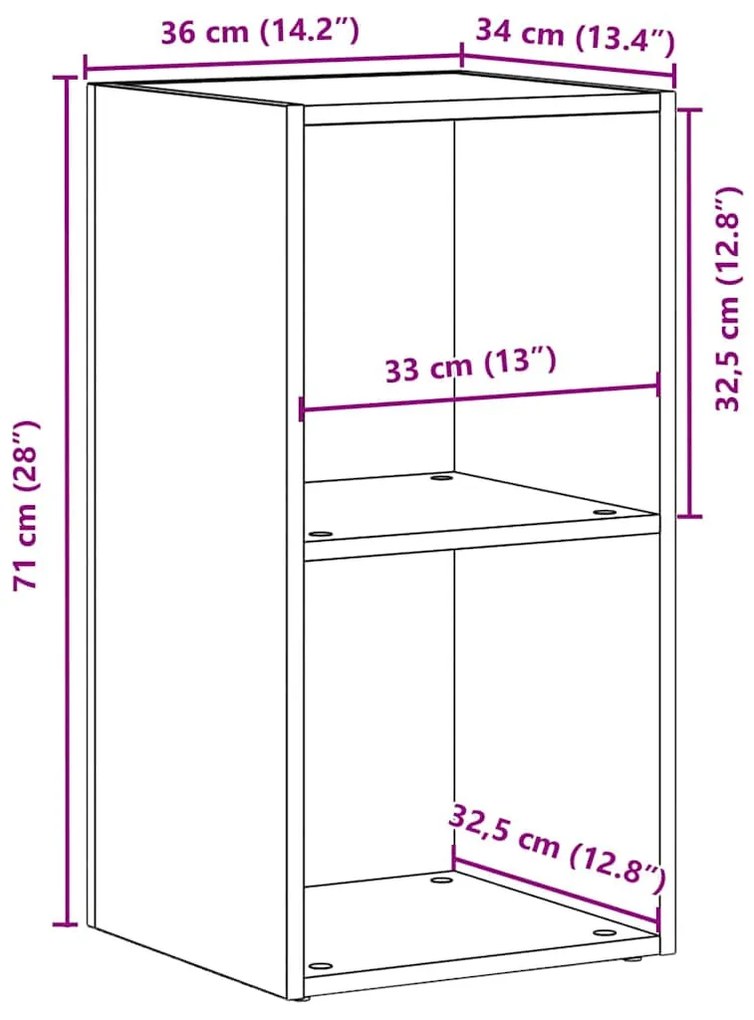 fekete tölgy szerelt fa LP tárolódoboz 71x34x36 cm