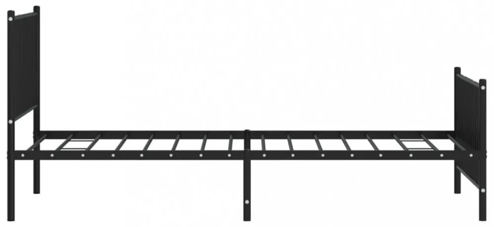 fekete fém ágykeret fej- és lábtámlával 100 x 200 cm