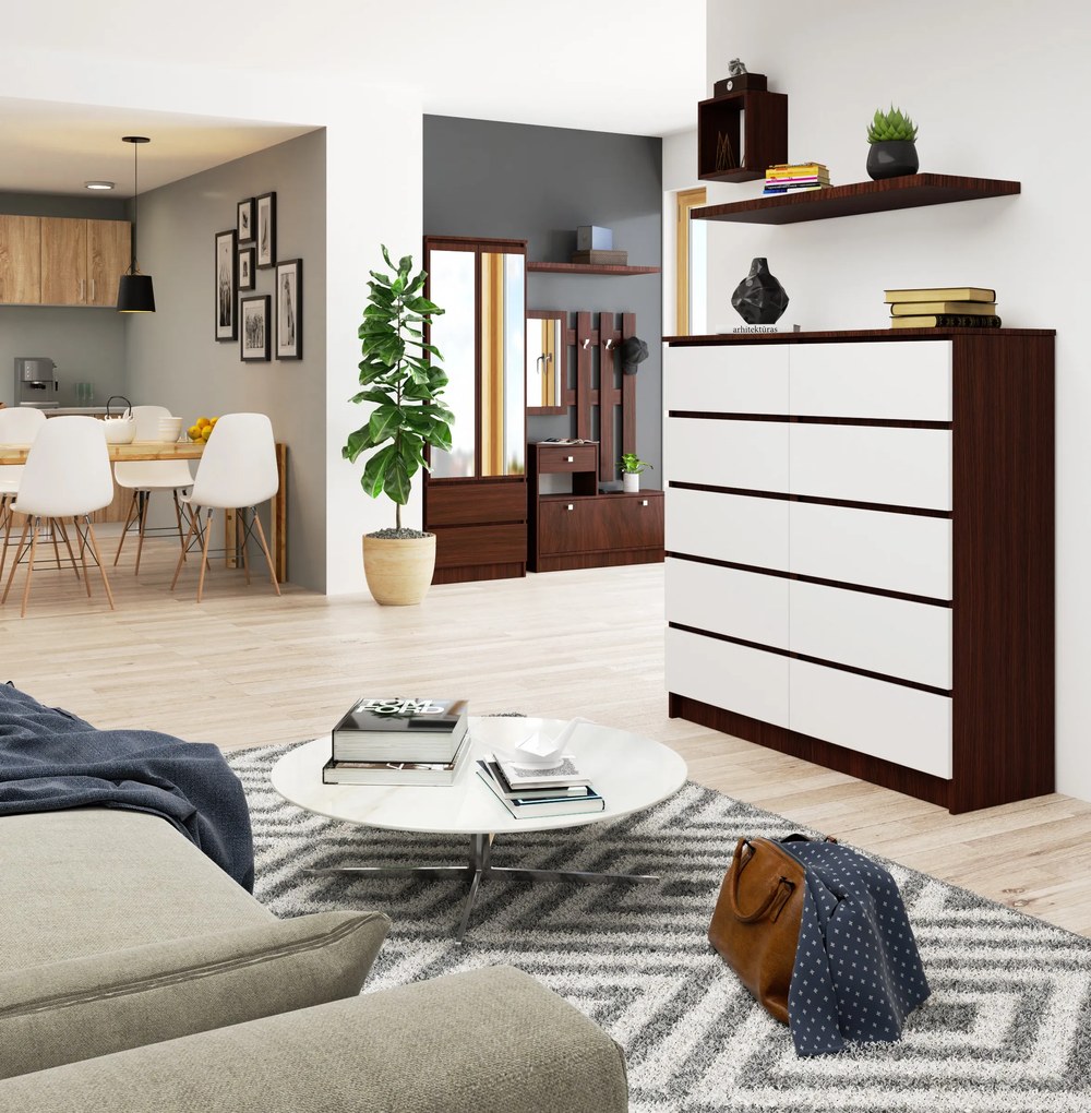 Komód Kapil III (wenge + fehér). Akció -15%. 1069149
