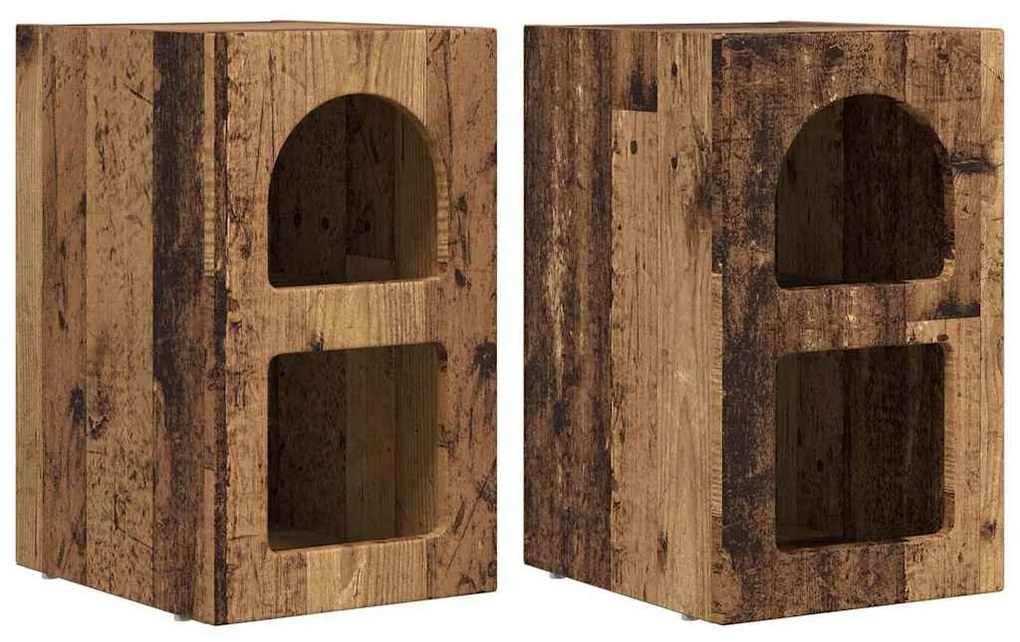 Éjjeli asztal 2 pcs Öreg fa 29.5 x 35 x 50 cm Faanyag