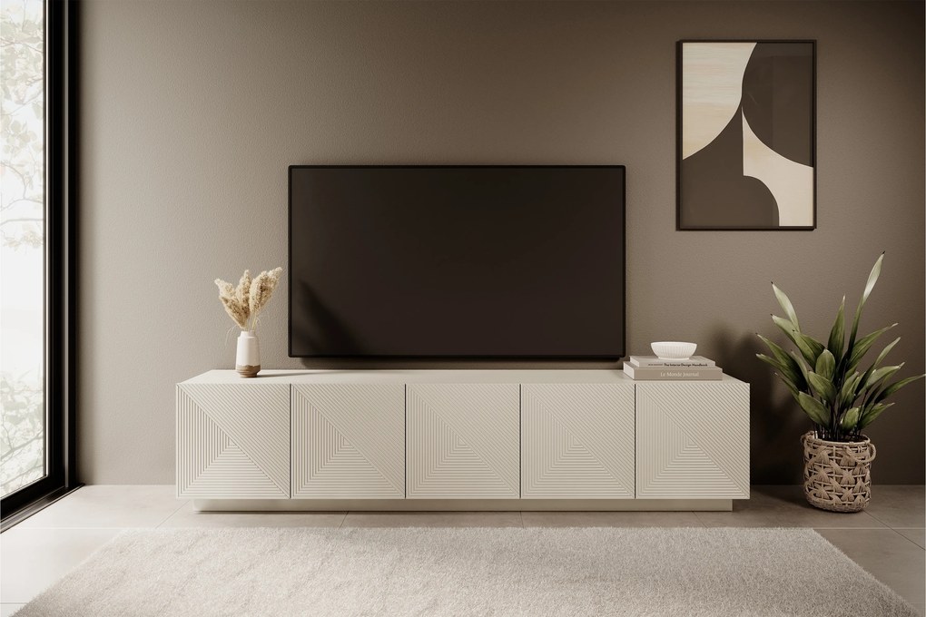 Asha RTV szekrény 200 cm, ötajtós - kasmír, martelé front