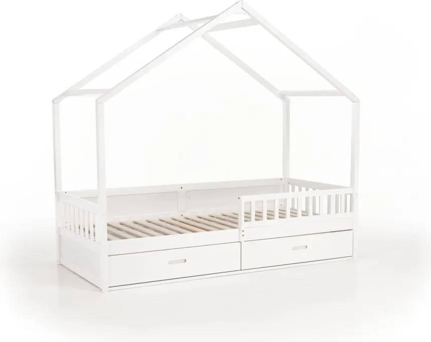 Montessori ágy, 90x200, fehér, tömör, BIANKA