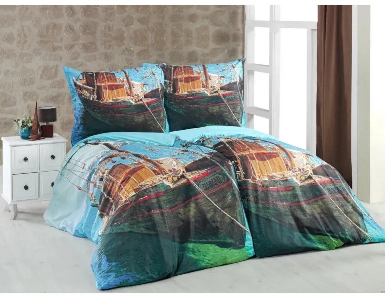 Hajómintás 3D ágyneműhuzat, A standard egyszemélyes ágy szett tartalma: 1x 140x200 + 1x 70x90