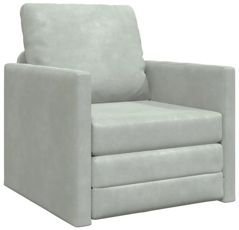 vidaXL Egyszemélyes Floor Sofa Átalakítható Szövet 74x77x81 cm Világosszürke