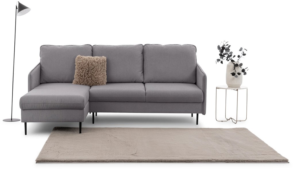 Movani ágyazható balos sarokkanapé - szürke Loft 19 szövet / fekete lábak