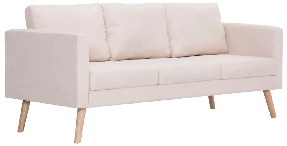 vidaXL 3-személyes krémszínű szövetkanapé