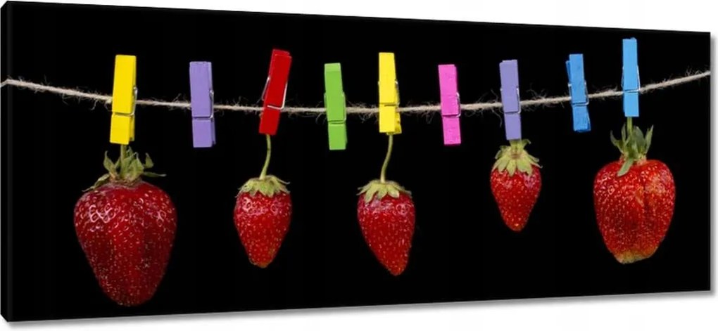 Vászonkép 100x40 Érett eper gyümölcs