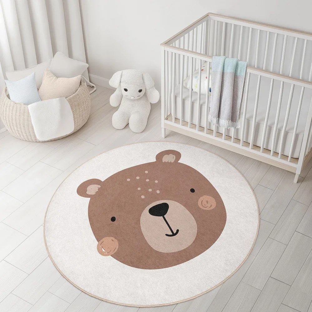 Barna-krémszínű mosható gyerek szőnyeg ø150 cm Teddy Bear – Mila Home