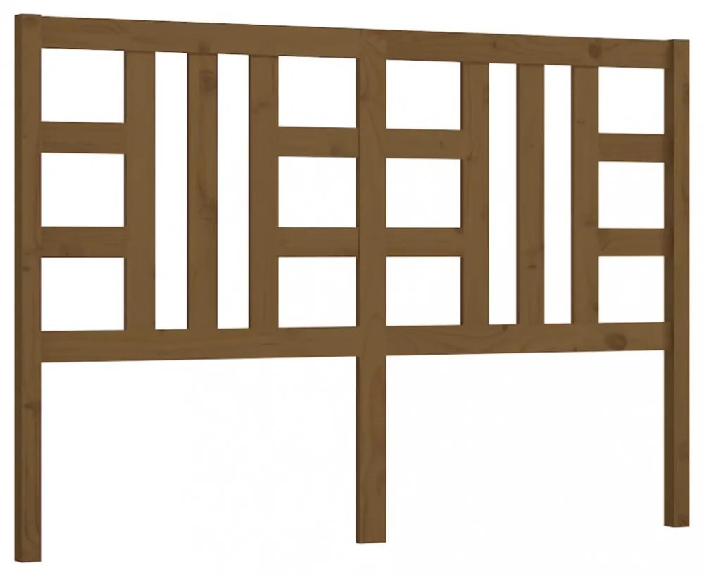 mézbarna tömör fenyőfa ágyfejtámla 126 x 4 x 100 cm
