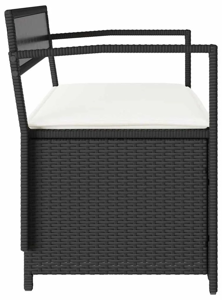 fekete polyrattan kerti tároló pad párnával
