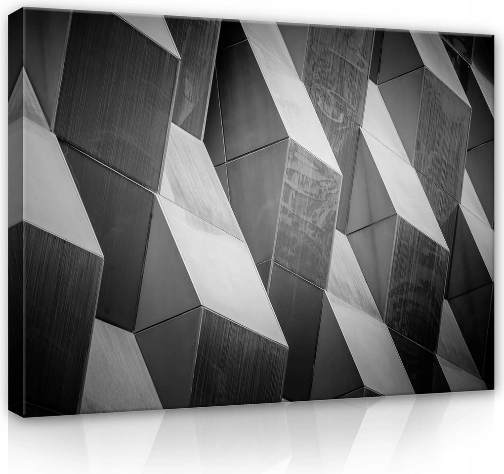 Vászonkép 80x60 Geometrikus minta 3D absztrakt modern design fekete-fehér