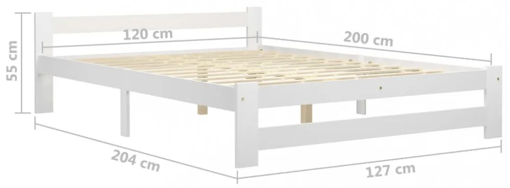fehér tömör fenyőfa ágy matrac nélkül 120 x 200 cm