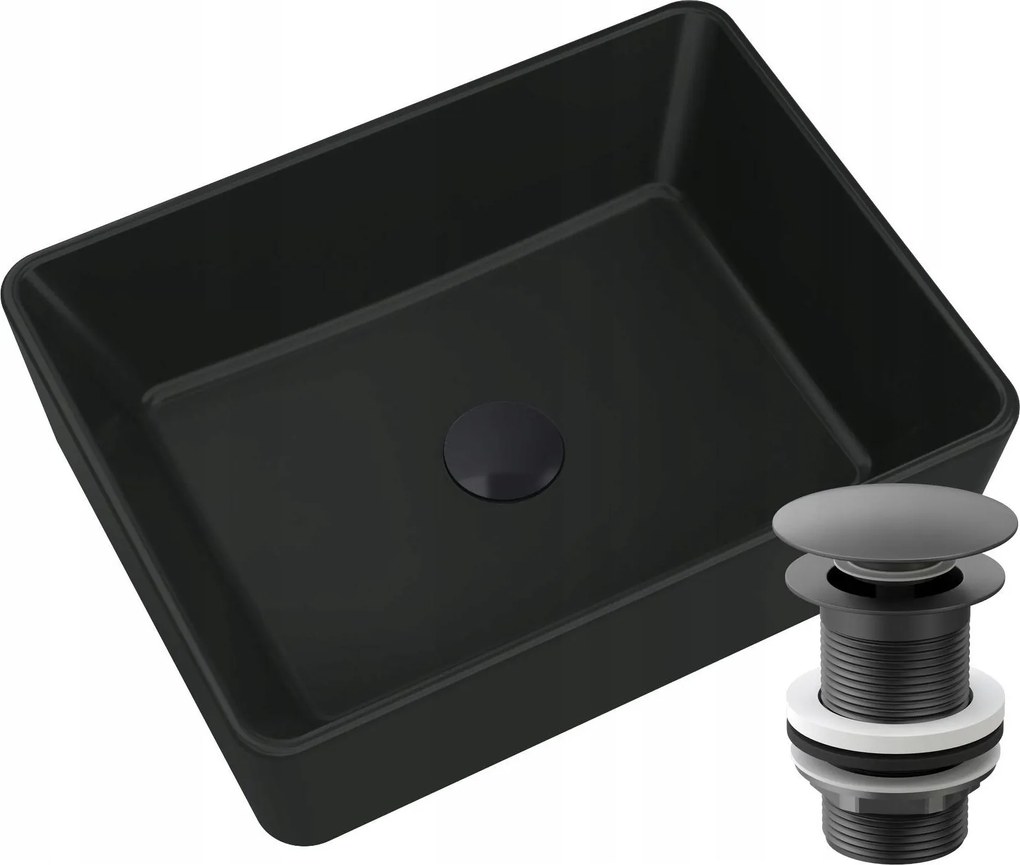 Mosdókagyló Gránit Asztali Fekete Parafa Fekete