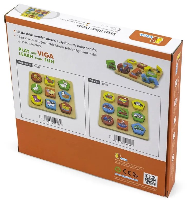 Fa képes kirakó puzzle Viga formák és autók