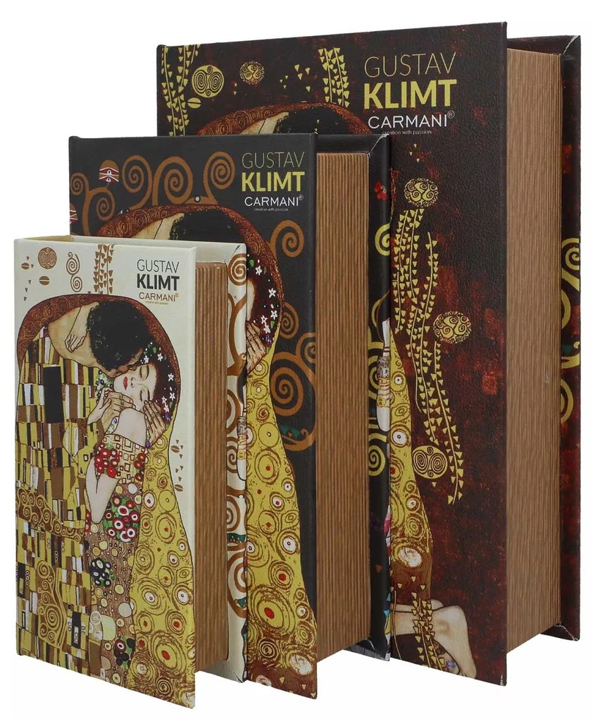 Klimt három részes könyv alakú fa tároló doboz A Csók