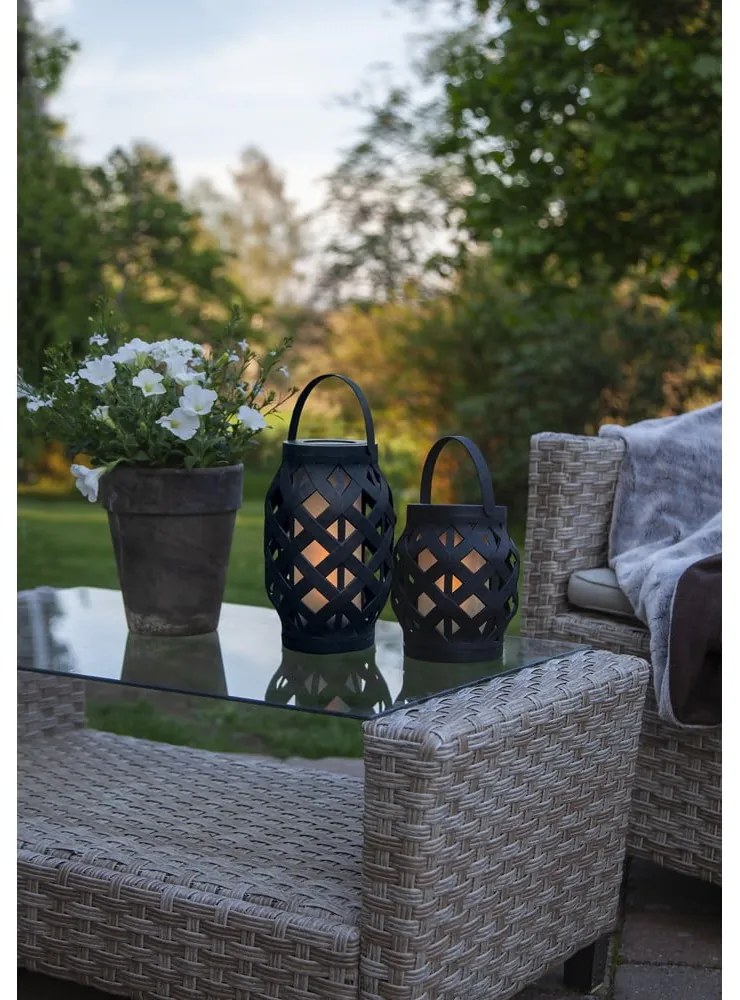 Flame Lantern fekete lámpás, magasság 16 cm - Star Trading