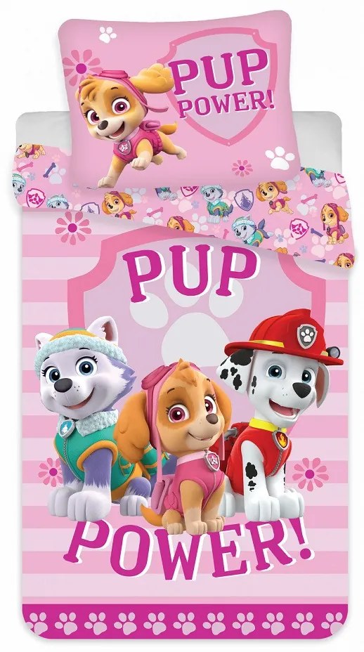 Mancs Őrjárat Pup Power ágyneműhuzat 140×200cm, 70×90 cm microfibre